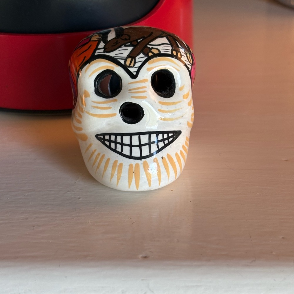 DAY OF THE DEAD Colorful Ceramic Skull magnet. Hand Painted.Made in Mexico